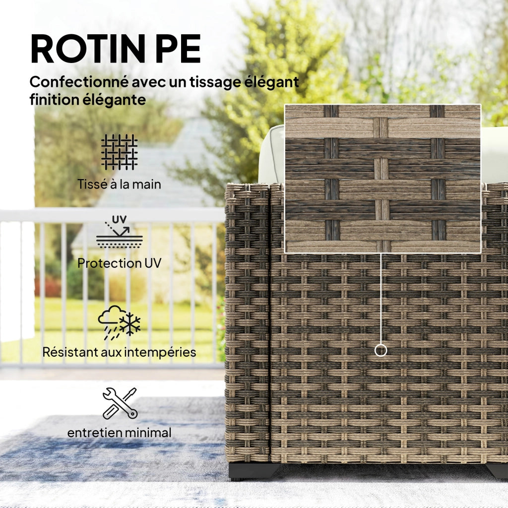 Divano angolare da giardino 5 posti in resina ¨C zephmum ¨C crema