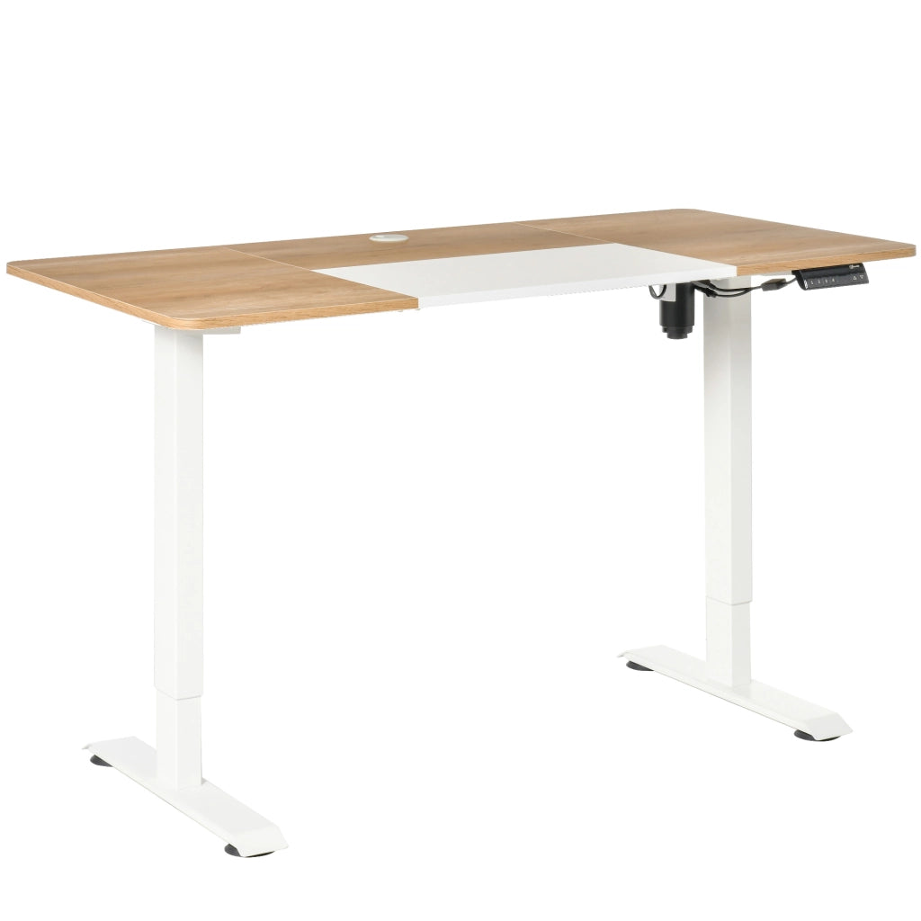 Scrivania elettrica regolabile con 4 memorie e passacavi per studio 140×70×72-116 cm bianco