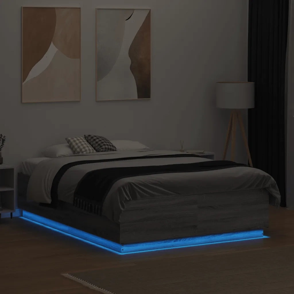 Giroletto Luci LED Grigio Sonoma 135x190 cm Legno Multistrato 3209651