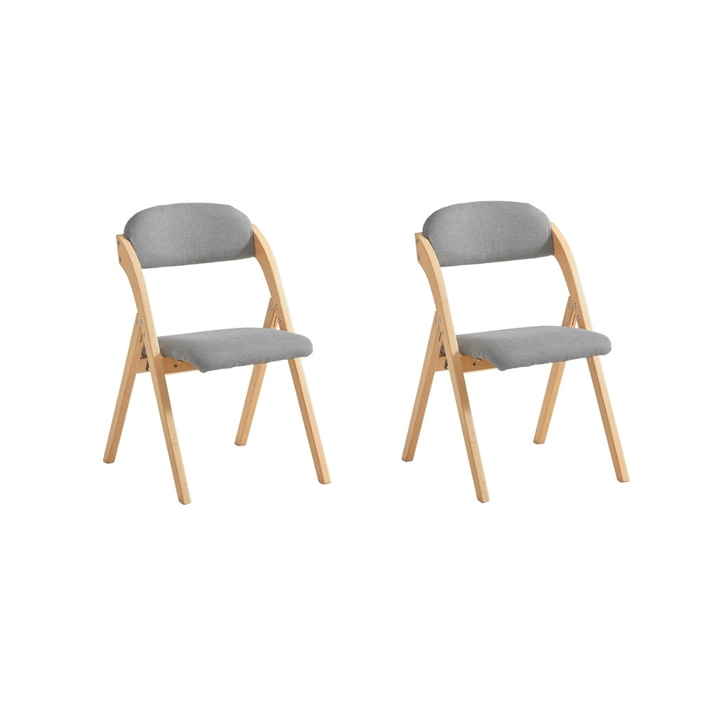 SoBuy FST92-Nx2, Sedia Pieghevole in Legno Set da 2 Poltrona Imbottita da Cucina, Sedie da Interno per Ufficio, Balcone, Giardino - Sedie Pieghevoli Salvaspazio Richiudibili in Faggio, Grigio Chiaro