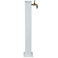 Colonna Acqua da Giardino con Rubinetto 20x20x97 cm in Acciaio Bianco