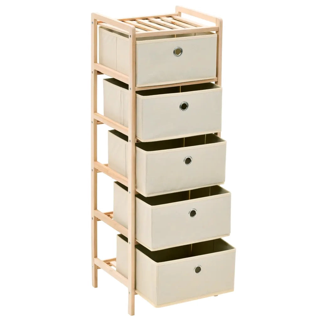Armadietto in Cedro con 5 Cesti in Tessuto Beige cod mxl 53695