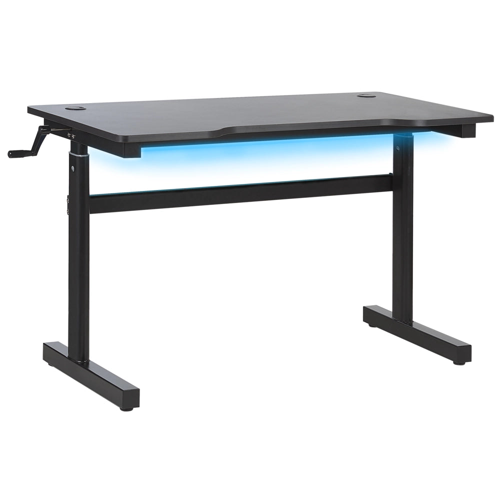 Scrivania da gioco regolabile Gambe in metallo MDF Nero Rettangolare 120 x 60 cm con luci RGB Mobili per ufficio a casa di design moderno
