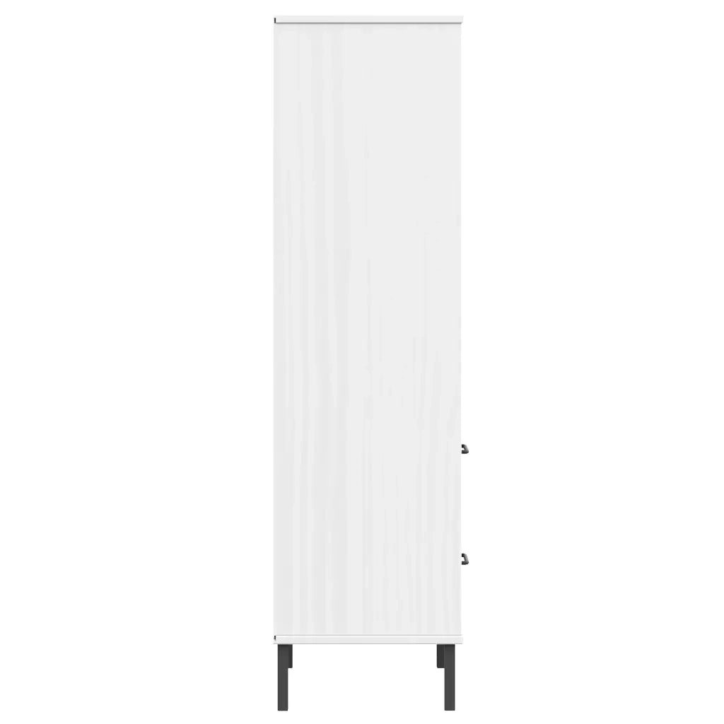 Libreria 2 Cassetti Bianco 60x35x128,5 cm Legno Massello OSLO 351011