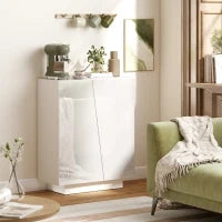 Mobiletto Multiuso in Truciolato Bianco a 3 Livelli con Ripiano Regolabile su 3 Livelli, 70x40x88 cm