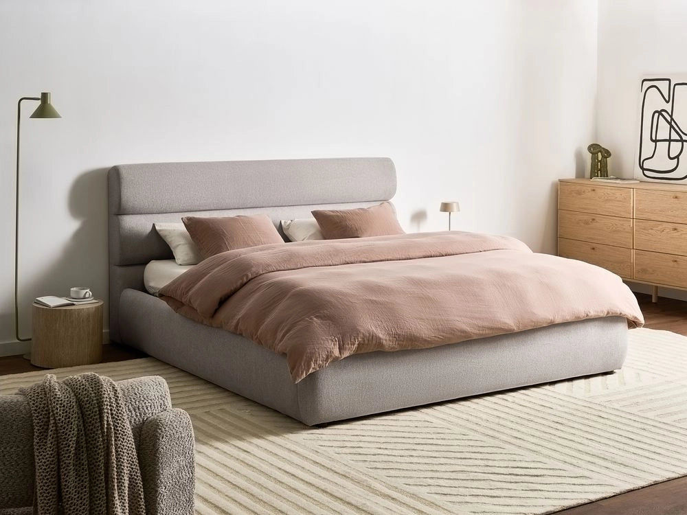 Letto matrimoniale con struttura in tessuto 180 x 200 cm Contenitore grigio Design moderno
