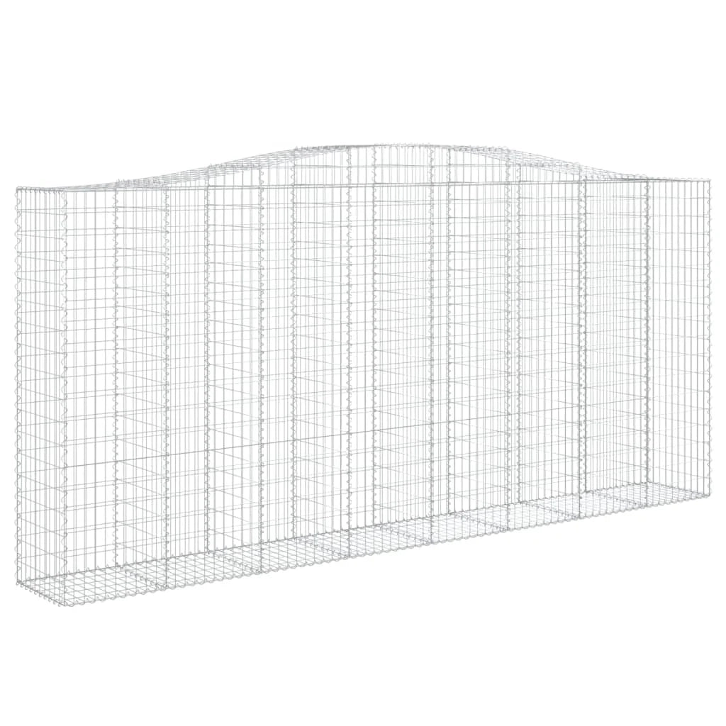 Cesto gabbione recinzione a gabbia muro di contenimento ad arco 400 x 50 x 180/200 cm ferro zincato argento 02_0040093