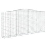 Cesto gabbione recinzione a gabbia muro di contenimento ad arco 400 x 50 x 180/200 cm ferro zincato argento 02_0040093