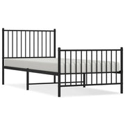 Letto singolo | Letto per adulti | Giroletto con Testiera e Pediera Metallo Nero 90x200 cm