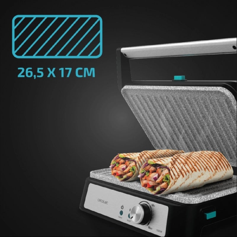 CECOTEC 02994 - Griglia elettrica Rock'N grill 1500 Take&Clean Stone