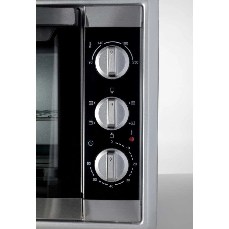 Forno elettrico ventilato con girarrosto 45L - Doppio vetro - Max 230° - 1800W - Acciaio Inox