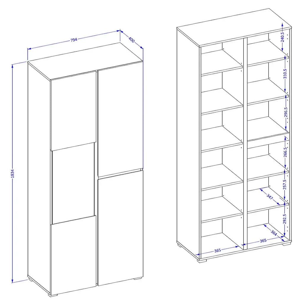 Set di 4 mobili collezione HAVANA colore verde salvia. Mobile TV XL, vetrina, tavolino, scaffale
