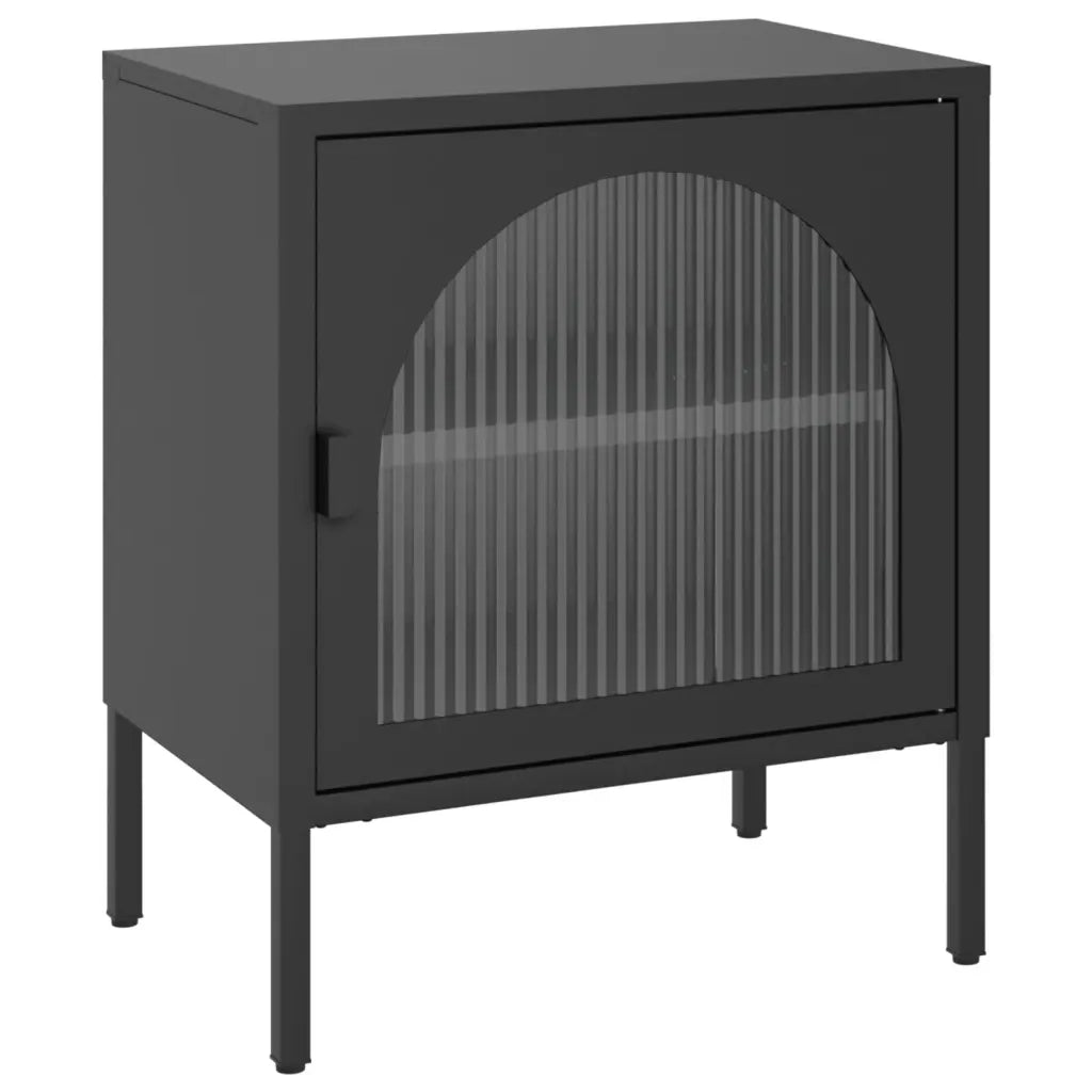 Comodini 2 pz-Set di 2 Tavolino da notte Neri 50x35x60 cm in Vetro e Acciaio