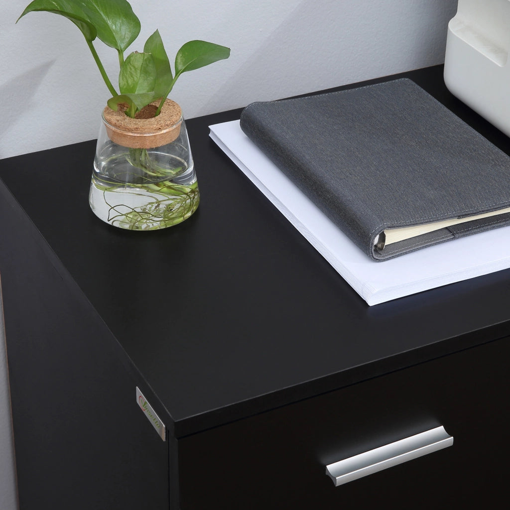Cassettiera a rotelle per ufficio ¨C zephmum ¨C nero, legno, 100x40x71cm