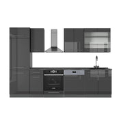 Cucina componibile Fame-Line Antracite lucido/Antracite 300 cm, PL Antracite Vicco