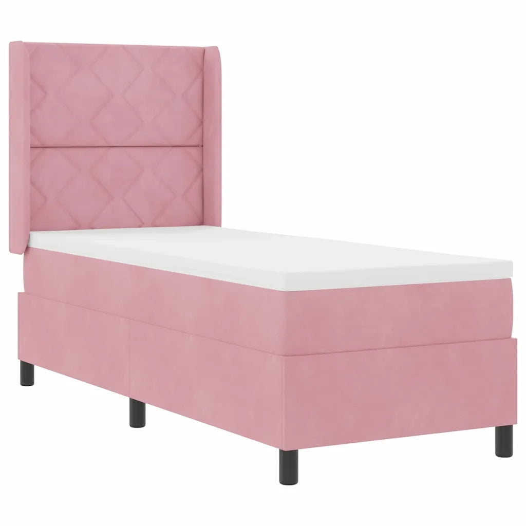 Letto a molle con materasso con led Rosa 80 x 200 cm Velluto