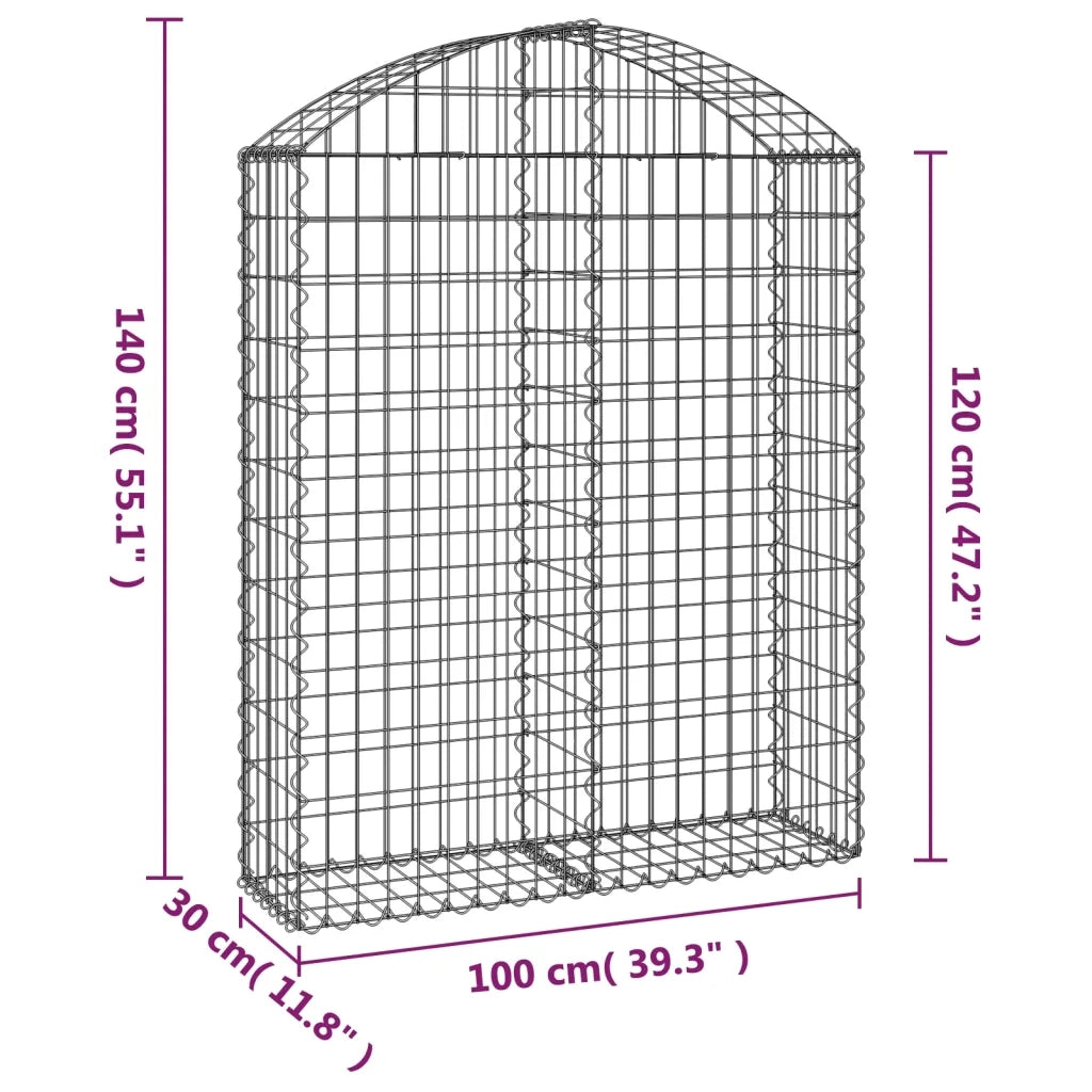 Cesto Gabbione ad Arco 100x30x120/140 cm Ferro Zincato
