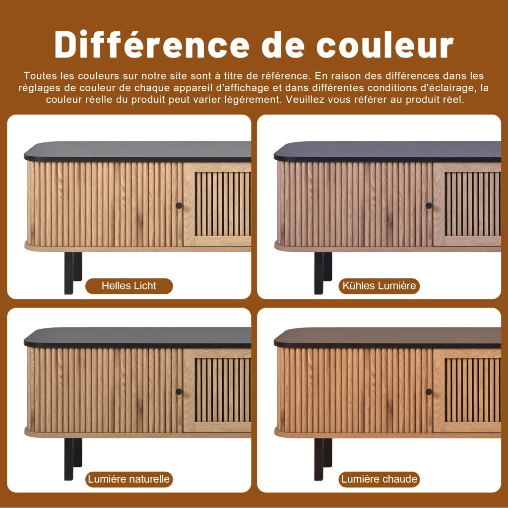 Mobile TV con 2 Ante Scorrevoli e 1 Anta a Griglia; Stile Moderno; 190??35??45 cm; in MDF e Pannello di Particelle; Rovere