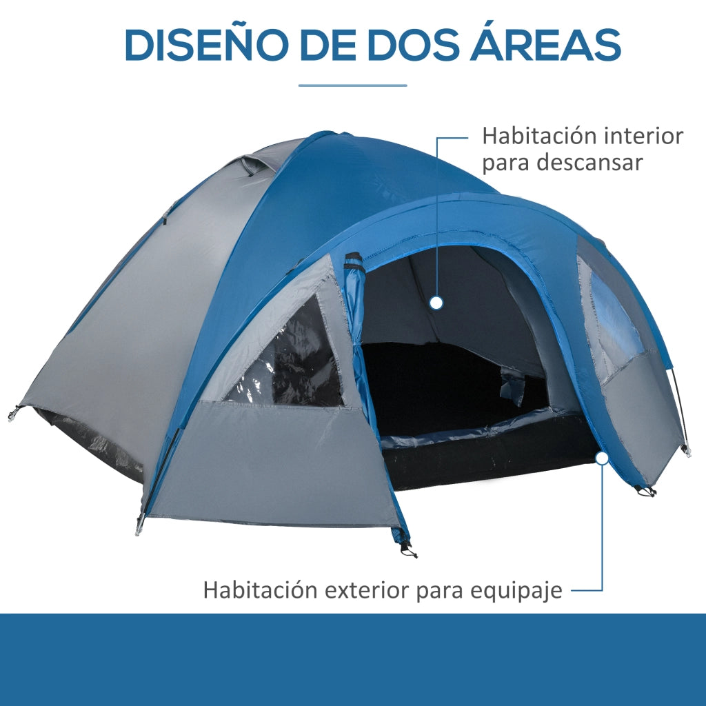 Tenda da campeggio 3 persone ¨C zephmum ¨C 250x300x130 cm grigio e blu