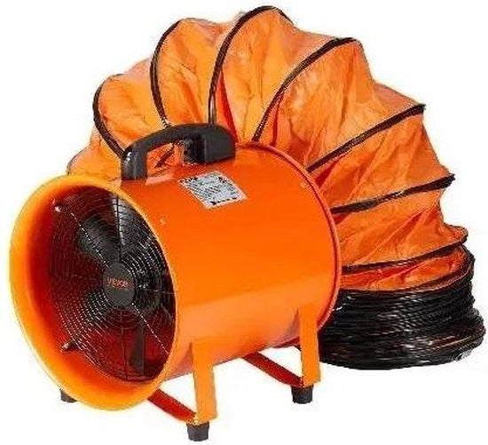 Ventilatore di scarico industriale 230W - 10m di cavo in PVC - portatile - aspiratore - soffiatore - colore arancione