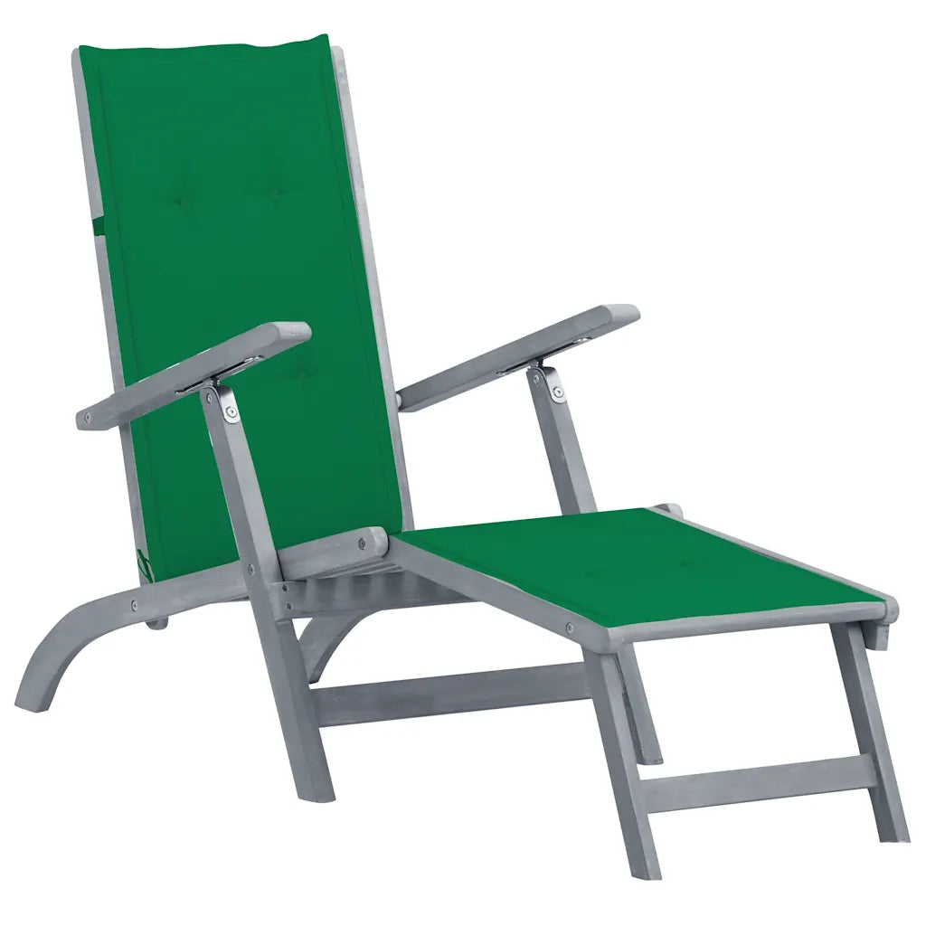 Sdraio da Esterni con Poggiapiedi e Cuscino Massello d'Acacia cod mxl 75982