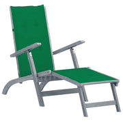 Sdraio da Esterni con Poggiapiedi e Cuscino Massello d'Acacia cod mxl 75982