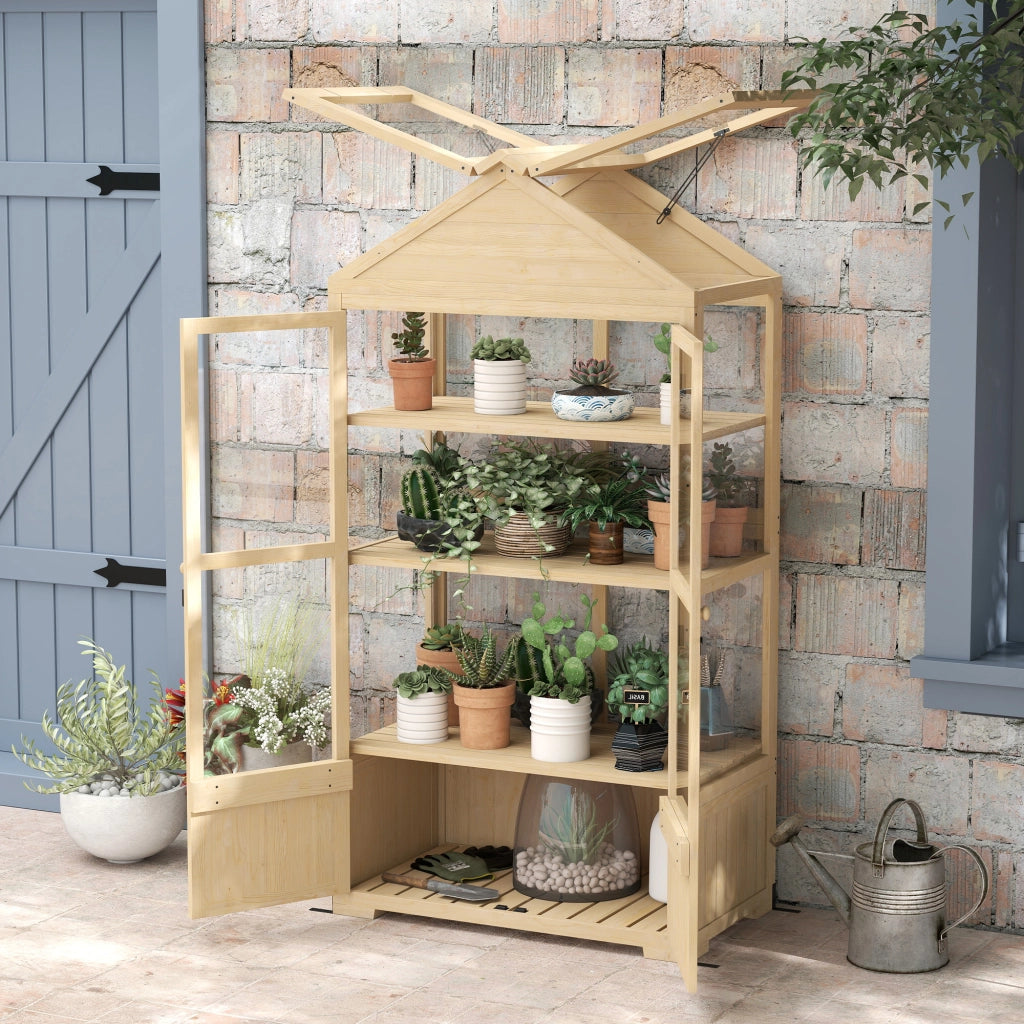 Serra da giardino con scaffale e finestra ¨C Xylo ¨C legno e acrilico 100x56.5x178 cm