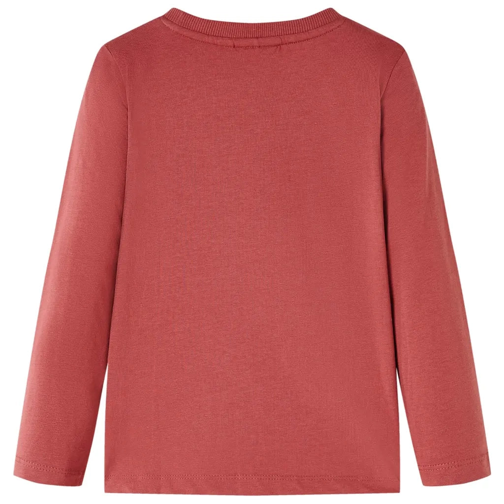 Maglietta Bambino Maniche Lunghe Rosso Bruciato 104 13455