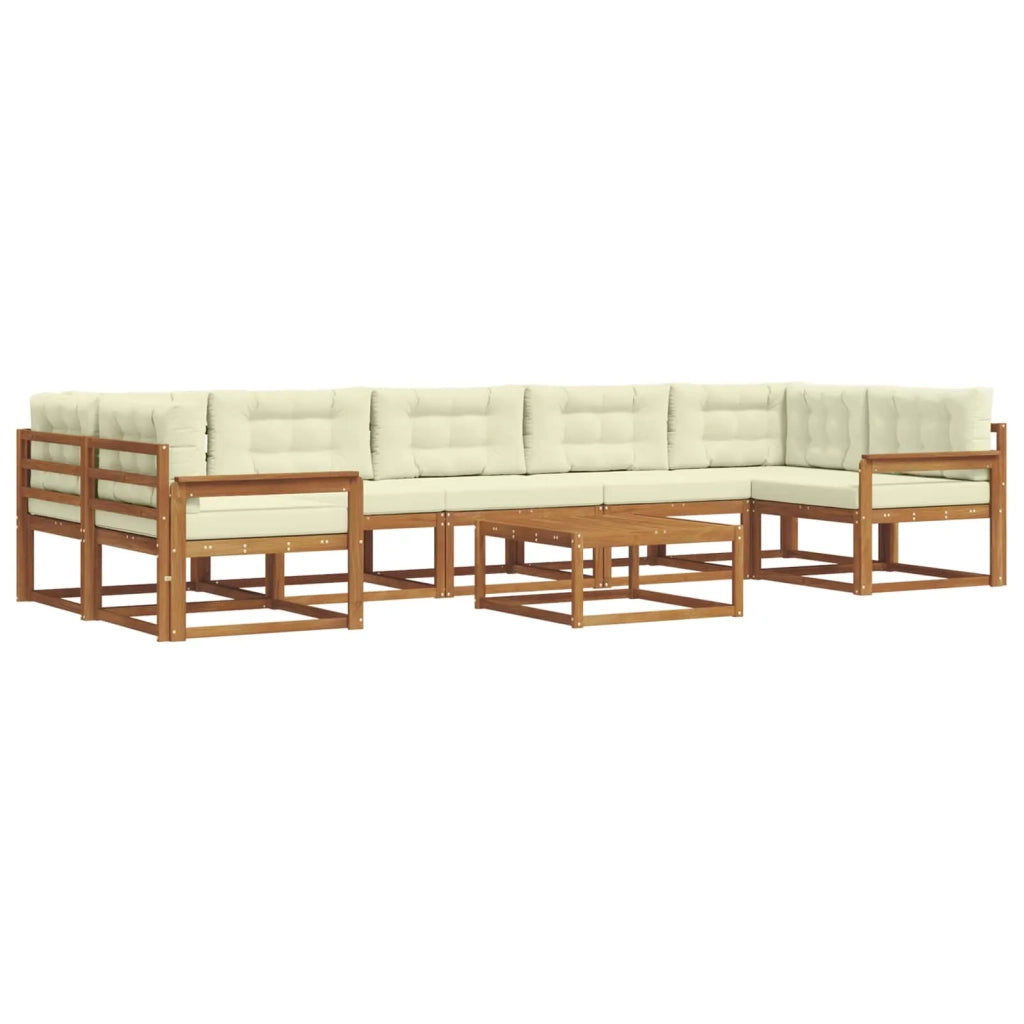 Set di divani da esterno con cuscino 8 pcs Naturale e Crema