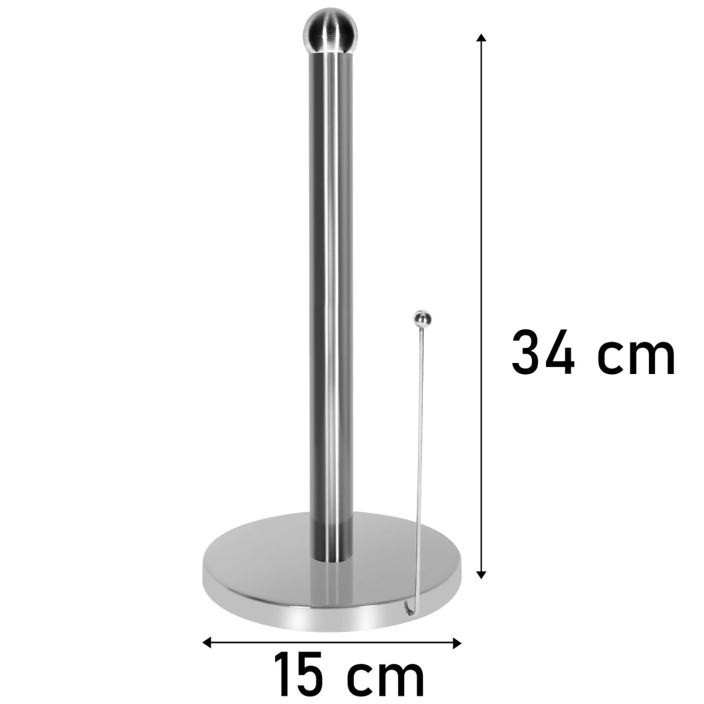 Portarotoli di carta assorbente in acciaio inox con asta laterale di sostegno Argento Cheffinger