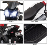 Moto Elettrica per Bambini 6V  Nera e Rossa