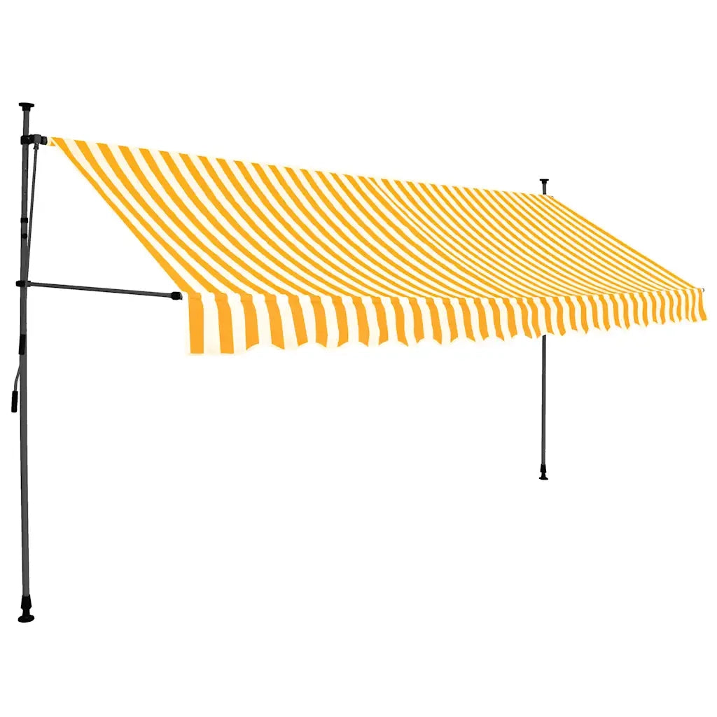 Tenda da Sole Retrattile Manuale LED 350 cm Bianco e Arancione cod mxl 14349