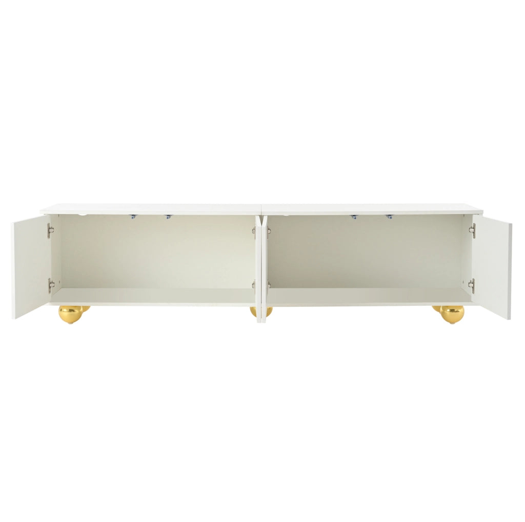 Mobile TV 180x40x45 cm con ante a forma di nuvola in truciolato bianco