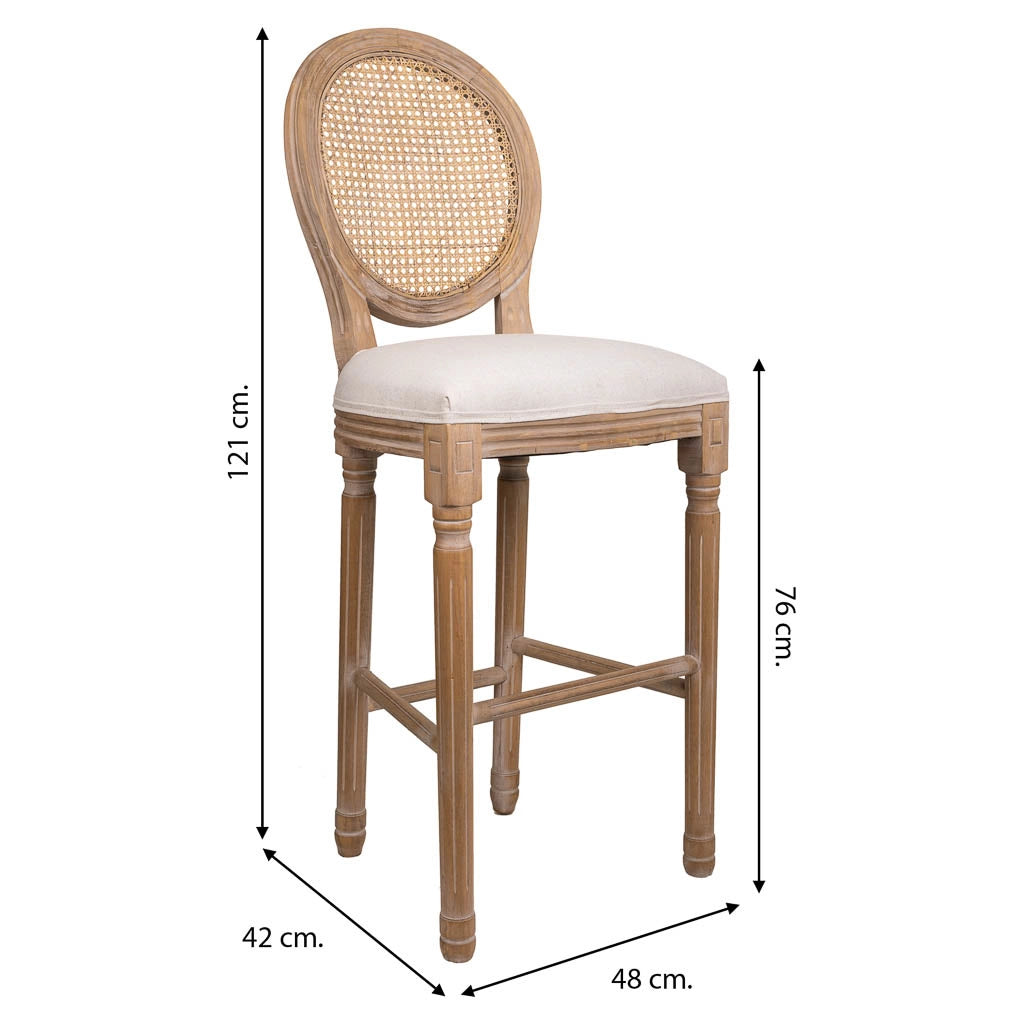 Sgabello in legno imbottito panna 48x42x76/121h