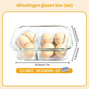 4x Contenitori in Vetro per Magazzino con Coperchio Aria-Tight - Resistente a Forno, Magnetron e Congelatore - BPA Libero - 2260 ml