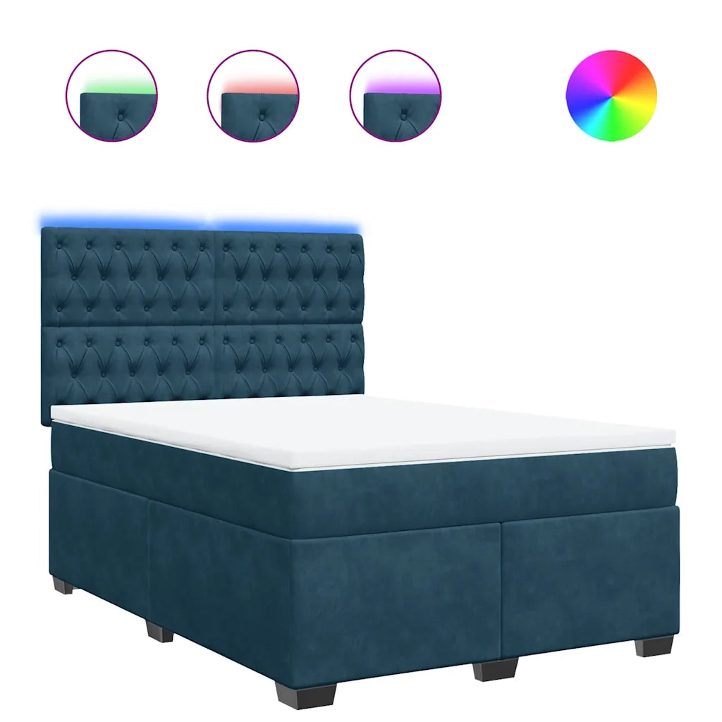 Giroletto a Molle con Materasso Blu 160x200 cm in Velluto 3293264