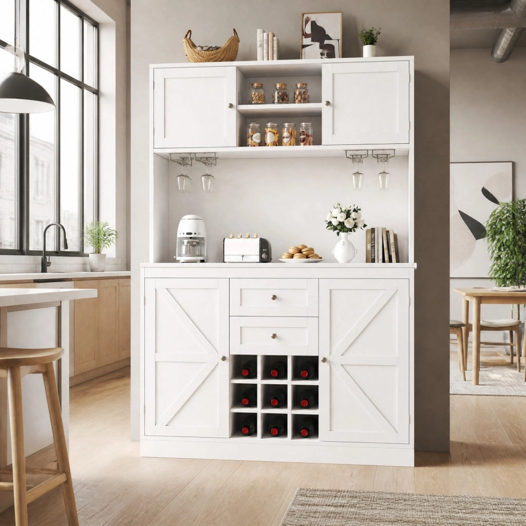 ARMADIO ALTO DA CUCINA 120x40x188 cm Bianco in MDF e metallo