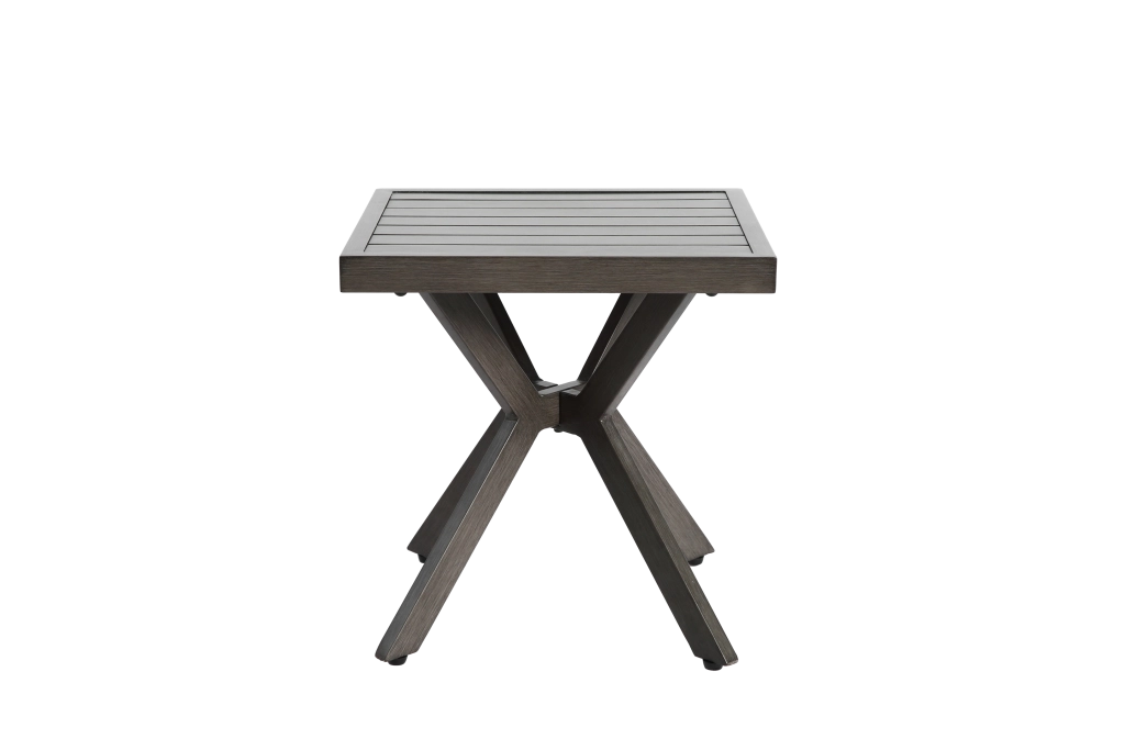 Tavolino laterale/d'appoggio quadrato in alluminio per esterni, ideale per patio, giardino, piscina o come complemento d'arredo per interni. Facile