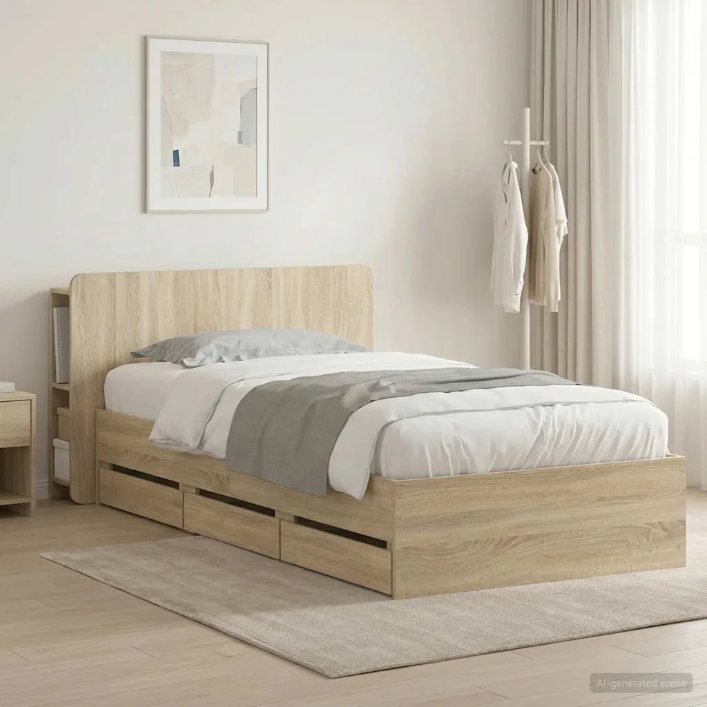 Struttura del letto con stoccaggio e testata Rovere Sonoma 3433910