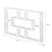 Elegante mensola sospesa da parete con 7 scomparti portaoggetti 77 cm pannello di particelle rivestito in melaminico bianco 03_0005848