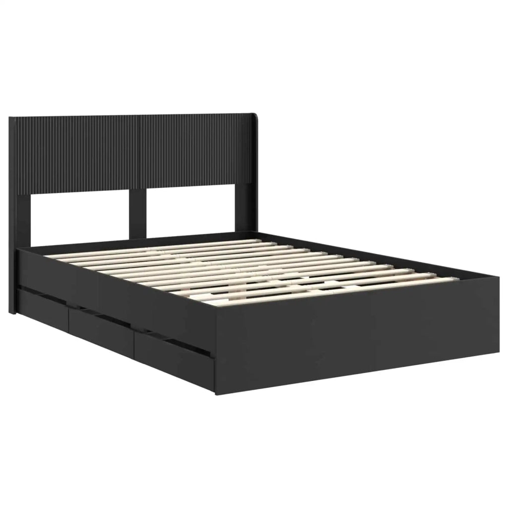 Struttura del letto con stoccaggio e testata Nero 140 x 200 cm 3414300