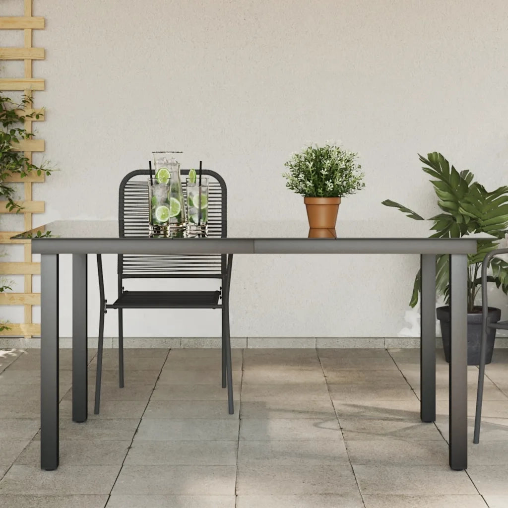 Tavolo da Giardino | Tavolino da esterno Nero 150x90x74 cm in Alluminio e Vetro