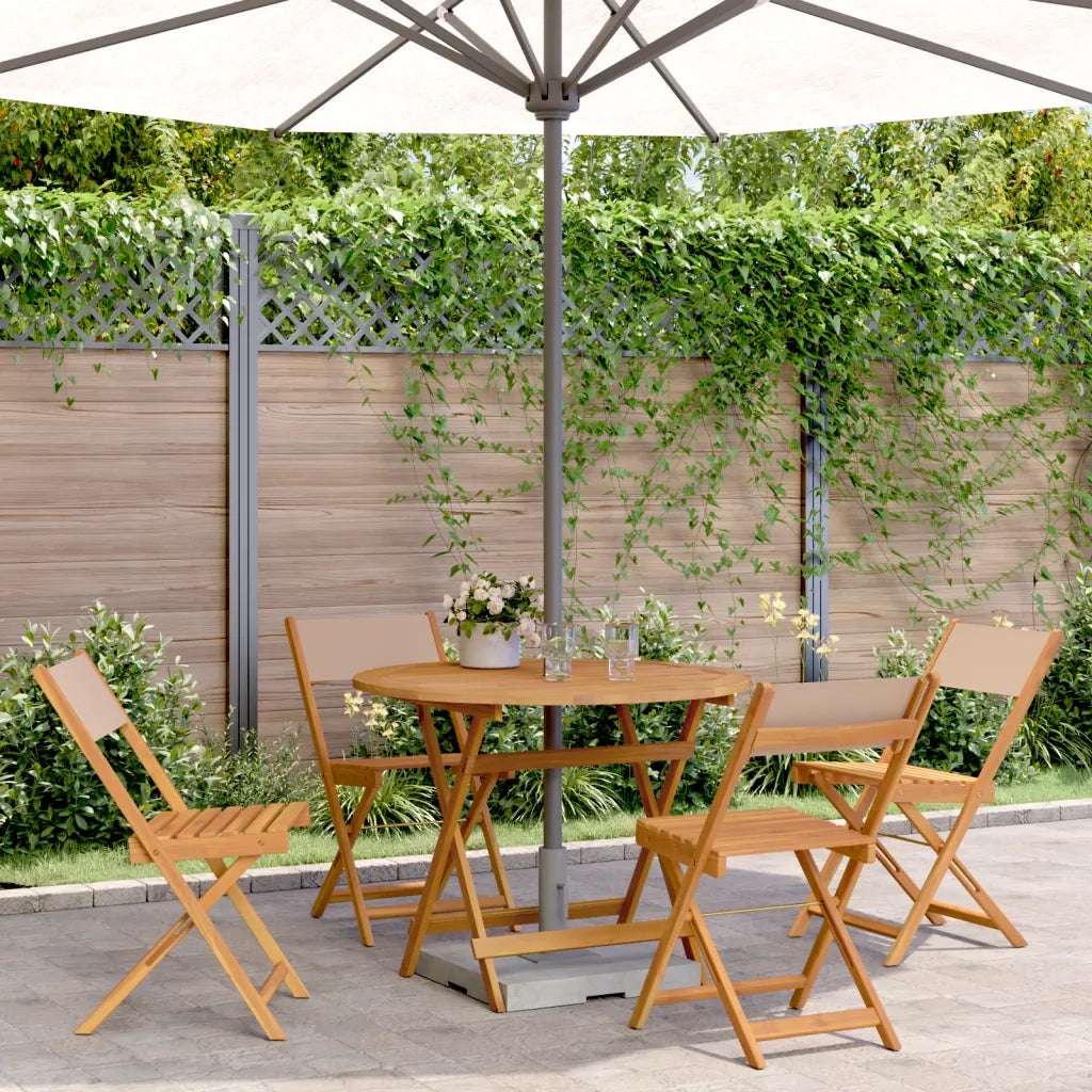 Set da Pranzo da Giardino 5 pz | Set Salotto da Giardino Tortora Tessuto e Legno Massello