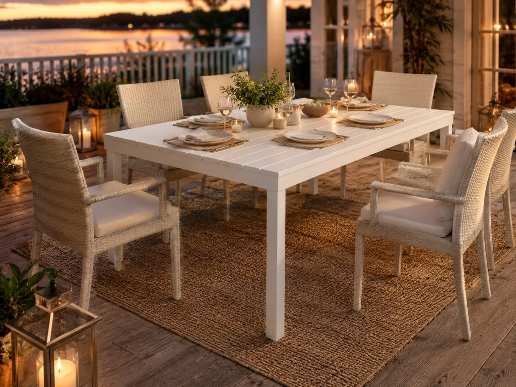 Tavolo Componibile Rettangolare Sumatra Pro Garden Bianco Cm 138x80x72h