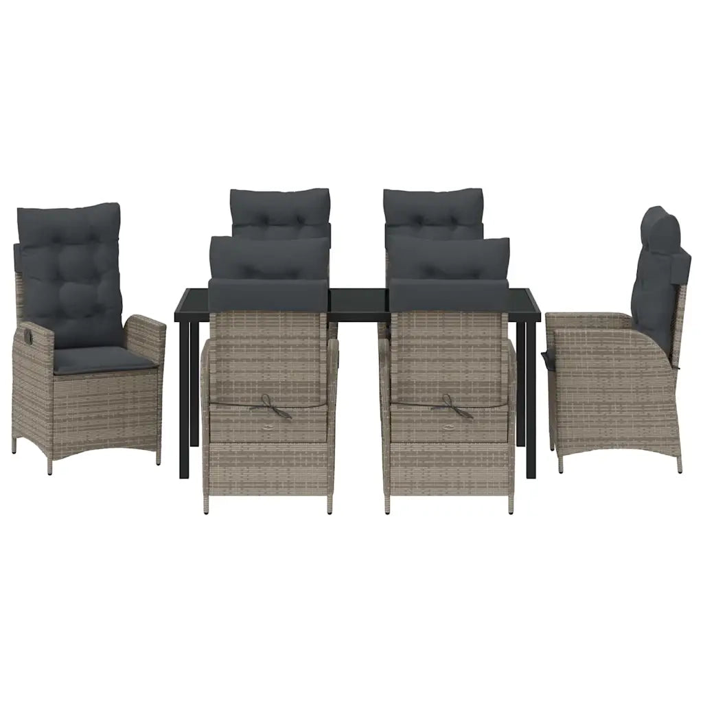 Set da Pranzo per Giardino con cuscino 7 pcs Grigio polyrattan 3380502