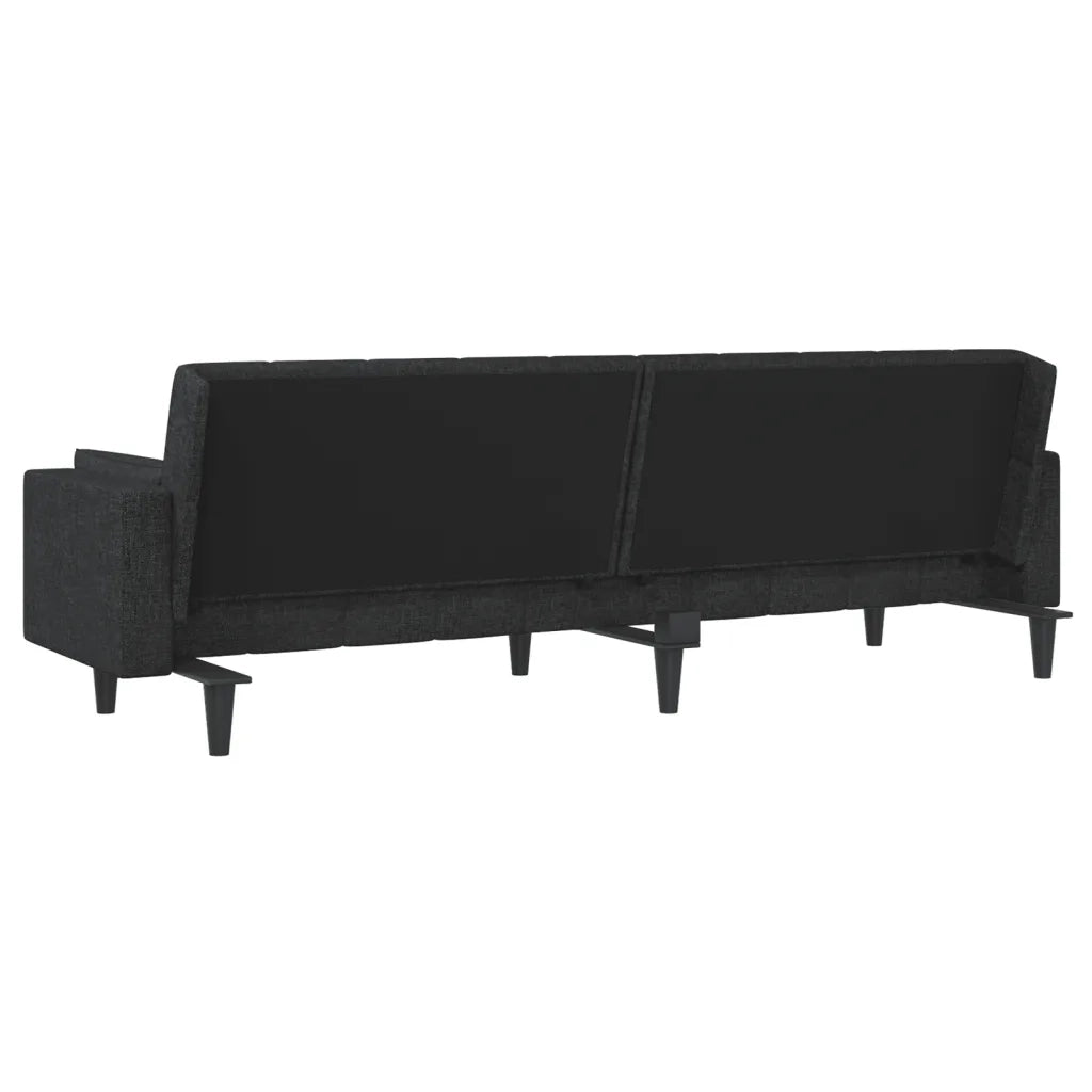 Divano Letto a 2 Posti con 2 Cuscini Nero in Tessuto 375835