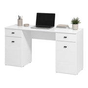 Ziro, Scrivania 2 Cassetti, 140x50x77h cm Bianco Opaco