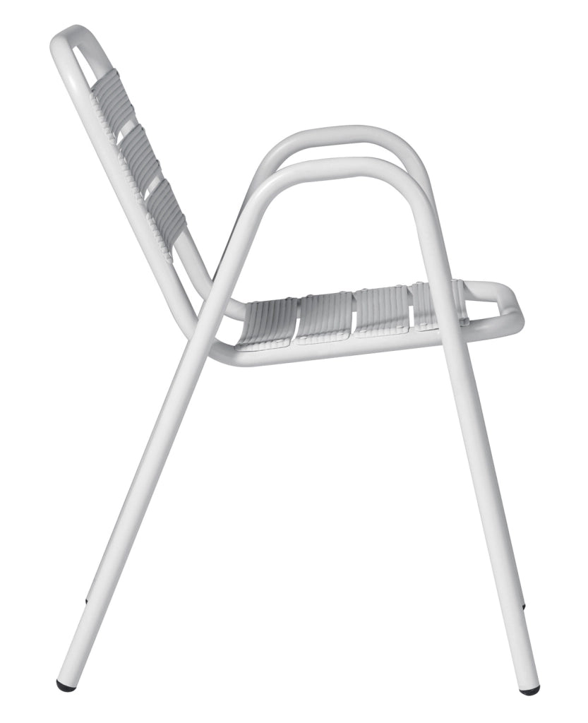Cheonda - Sedia Calipso Contract - Alluminio Con Braccioli - Impilabile - Tubo Ø 25 Mm X 1,8 Mm - Colore Bianco