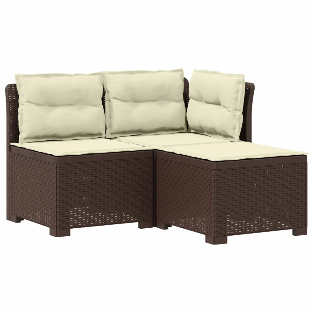 Divano da esterno-Divano da Giardino 3 posti con cuscini in look rattan PP 216160