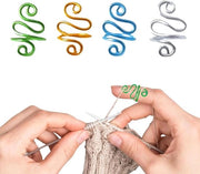 Set di anelli per maglia flessibili - Guida per il dito - Anello per maglia a maglia (Verde Blu Argento Oro) - Set da 4 pezzi